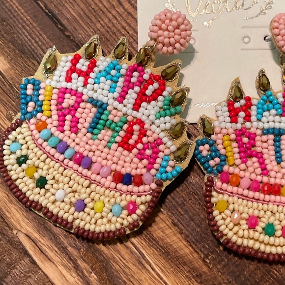 Birthday Cake Party Celebration Colorful Earrings - Picture 3 of 4